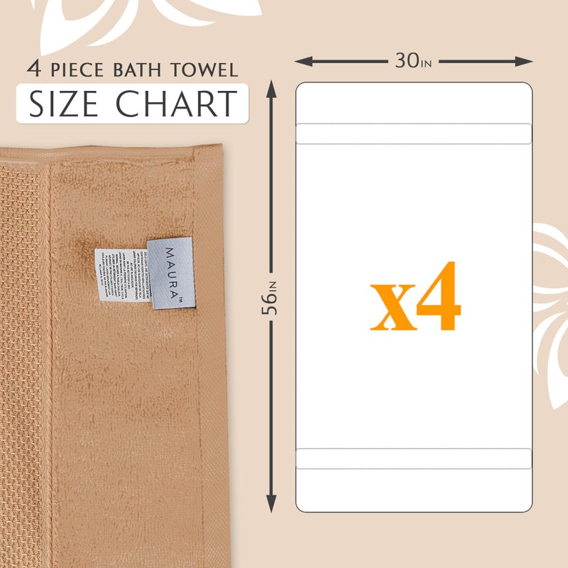 Maura Exquisite 4-Piece Turkish Bath Towel Set: Ultra-Soft, Thick, and Plush Towels for a Premium Hotel Experience in Timeless Classic Brown Elegance, Extra Large 30"x56" - Image 3